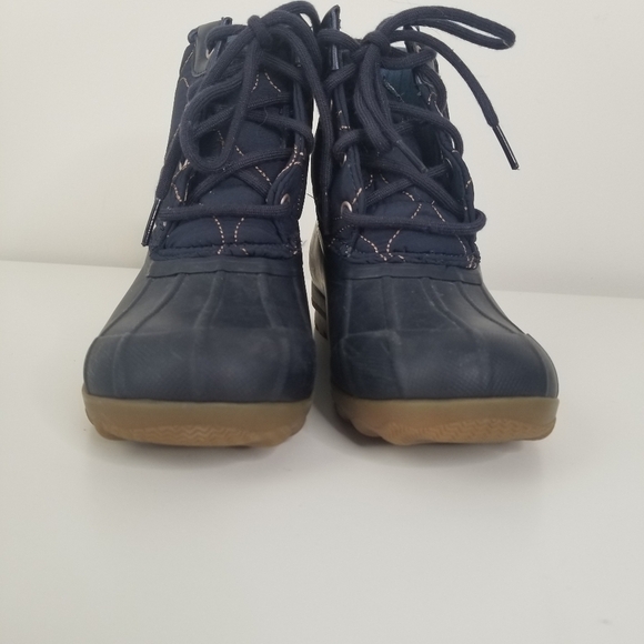Sperry Navy Gold Quilted Port Boot Size 1M Girls Youth - Picture 3 of 9